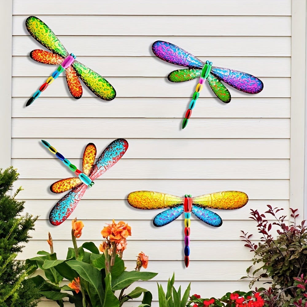 Metal Outdoor Thermometers Set of 2 Garden Butterfly and Dragonfly Design 