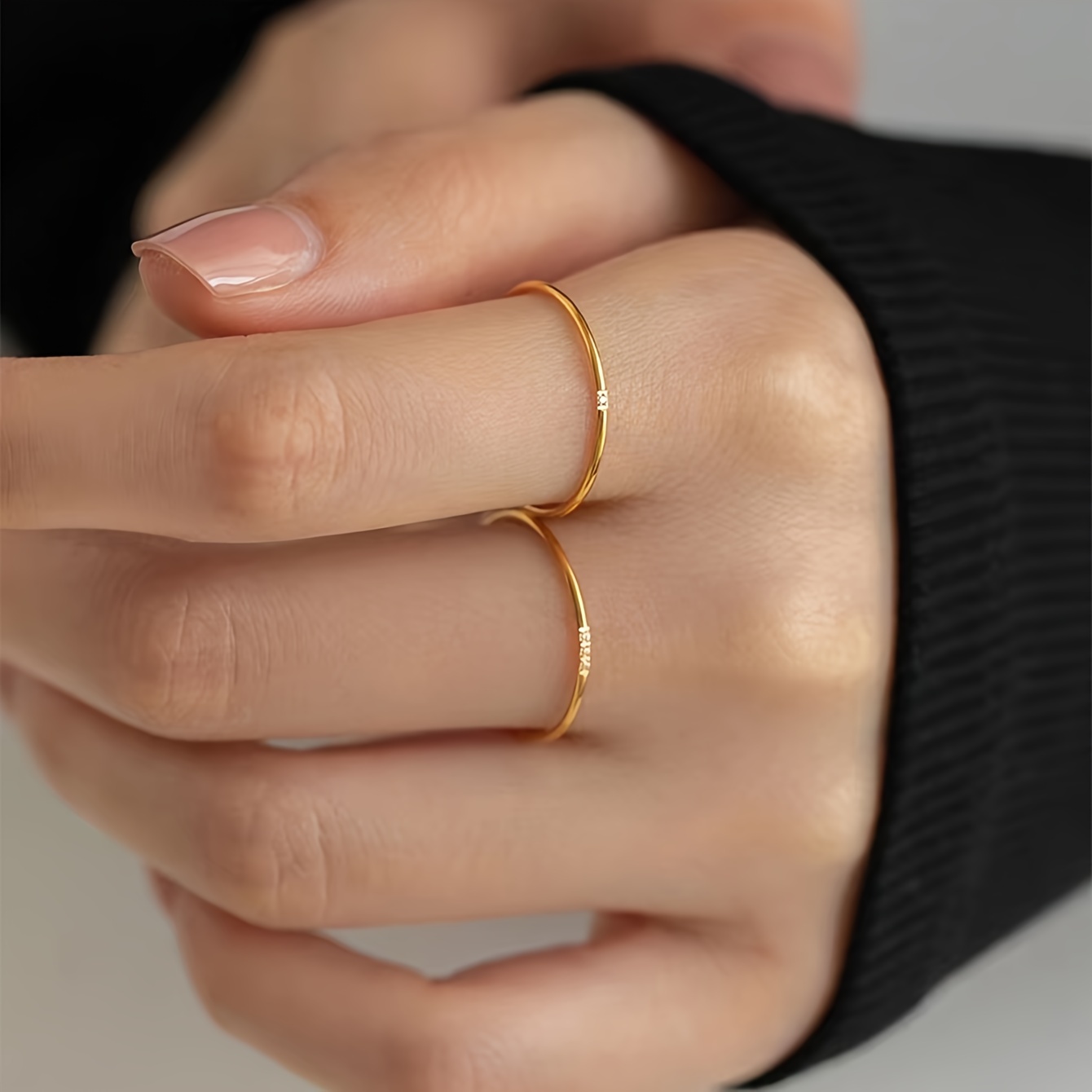 Minimalist Jewlery18k Gold Plated Stainless Steel Stackable Rings