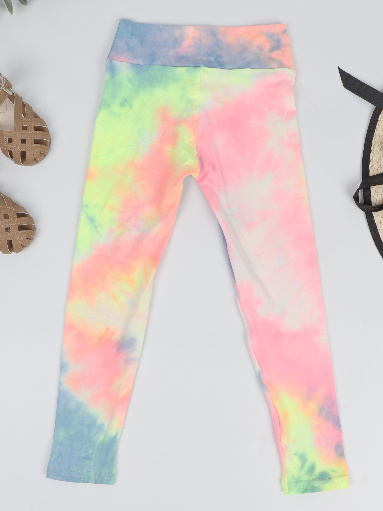 Kids Rainbow Tie Dye Leggings High Stretch Soft Pants
