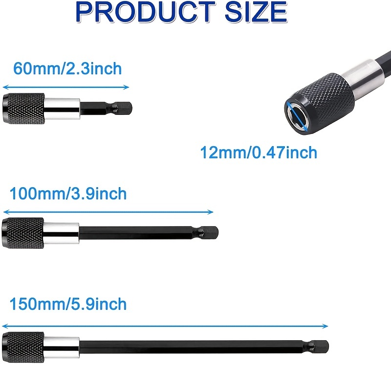 2 PC Flexible Drill Bit Extension - 1/4 Magnetic Hex Soft