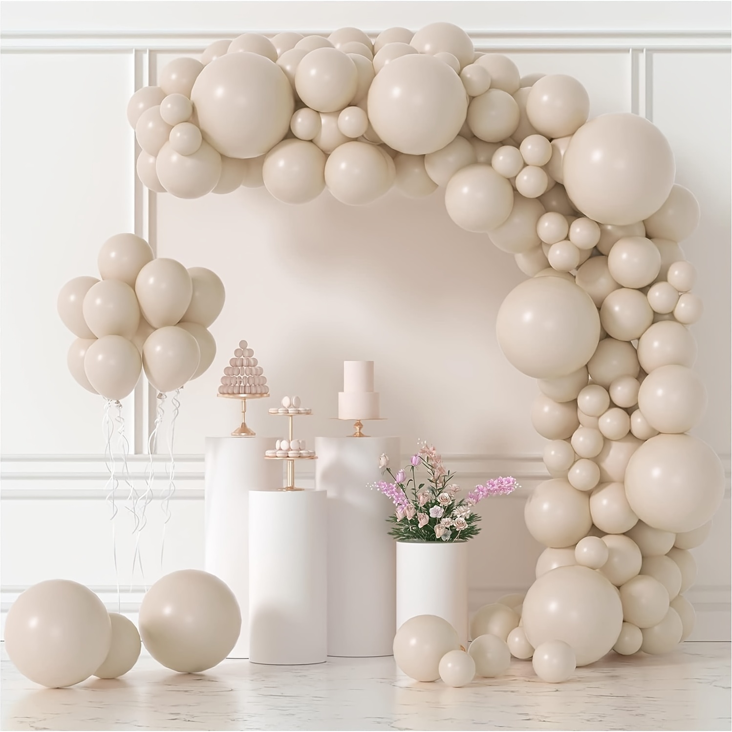

White Sand Balloons Arch Garland Kit 108pcs 18/12/10/5 Inch Different Sizes Sand White Balloons For Wedding Bridal Decorations Birthday Party Supplies