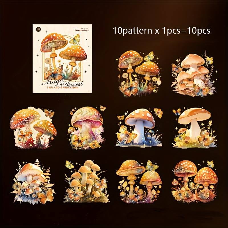 Scrapbook Kit - Mushroom and Forest Retro Art DIY Journal Gift Set