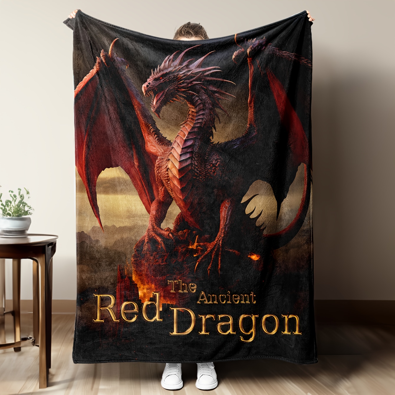 Goth Purple Giant Dragon Thin Blanket Lightweight Flannel - Temu