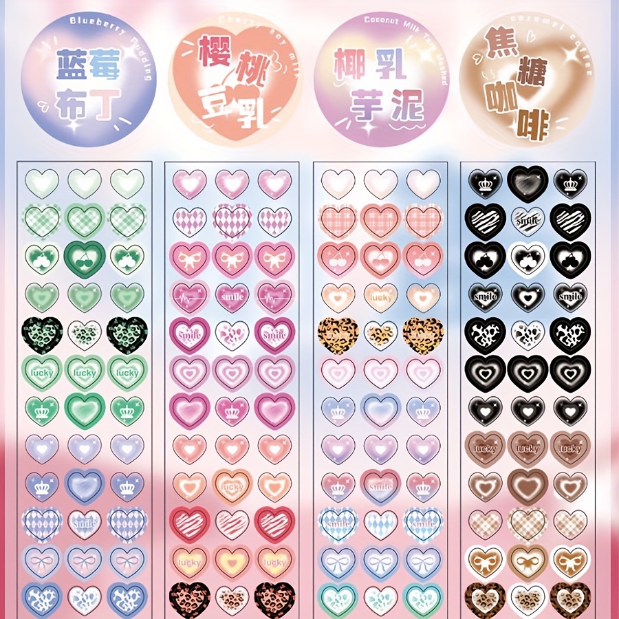 5cm*3m Laser Die Cutting Tape Cute Bling Bling Mini Heart Stickers