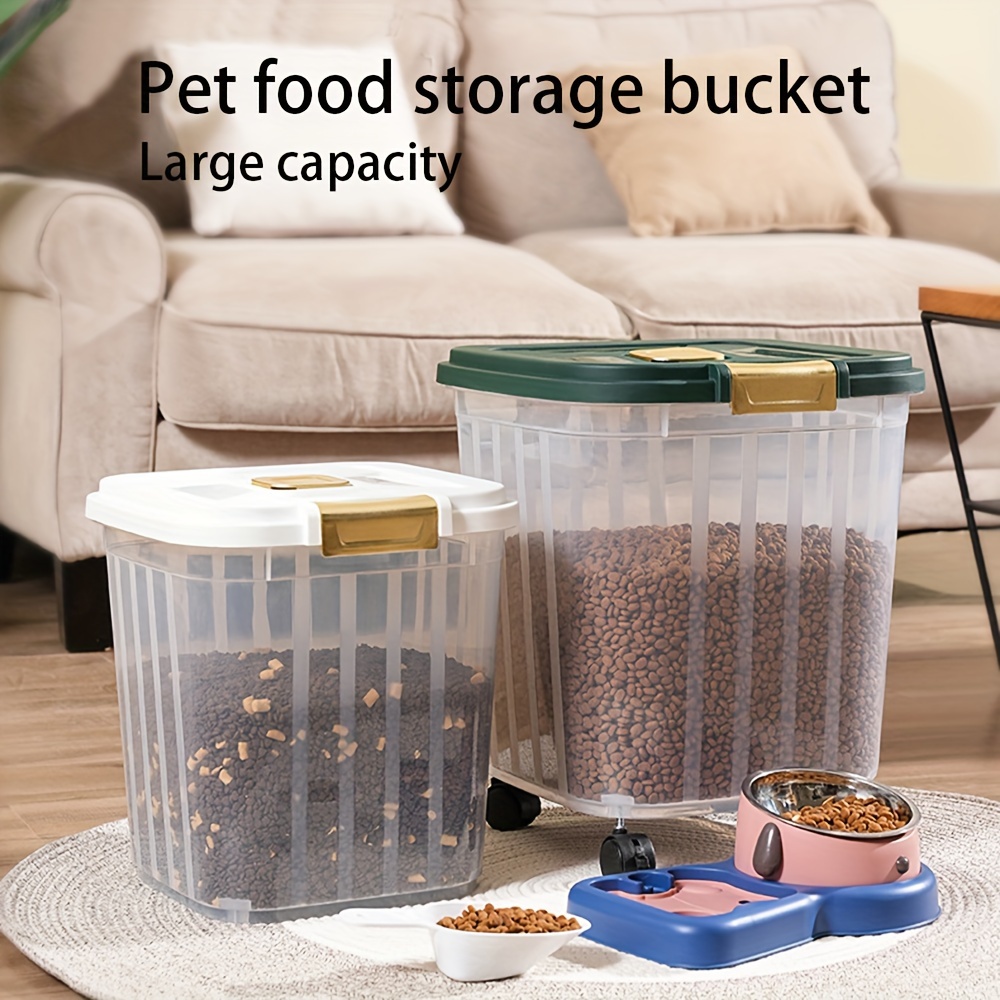  Contenedor de comida para mascotas, gran capacidad,  transparente, para perros y gatos, cubo sellado, caja de almacenamiento a  prueba de humedad para perros, gatos, pájaros : Productos para Animales