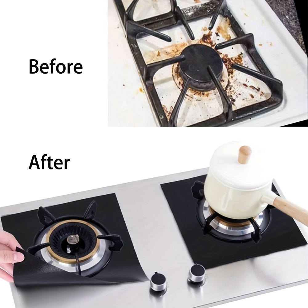 4pcs Solid Color Gas Stove Protector Pad, Portable Teflon Stove Cover Gas  Stove Top Burner Cover For Kitchen