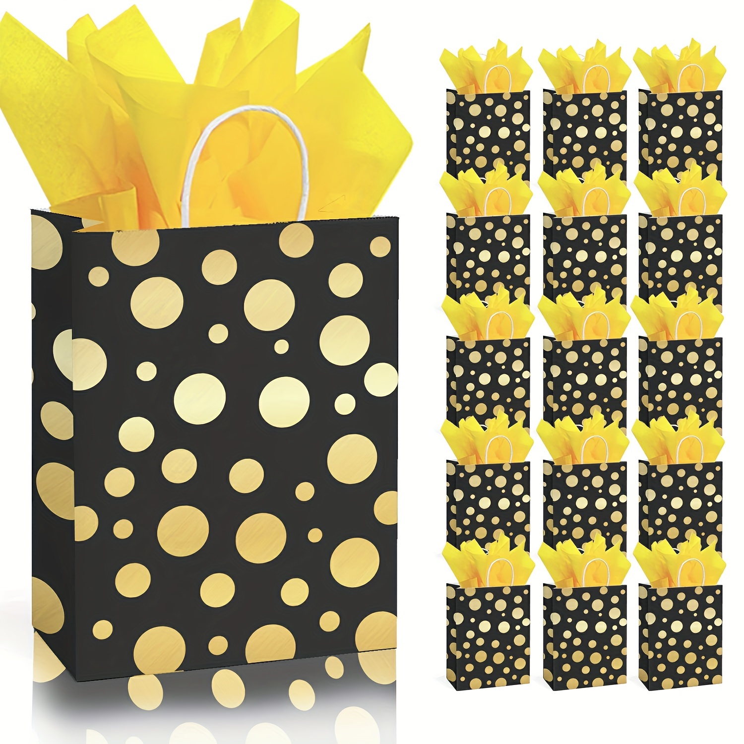 Black Golden Wrap Paper Gift Bags With Handles For Shopping - Temu