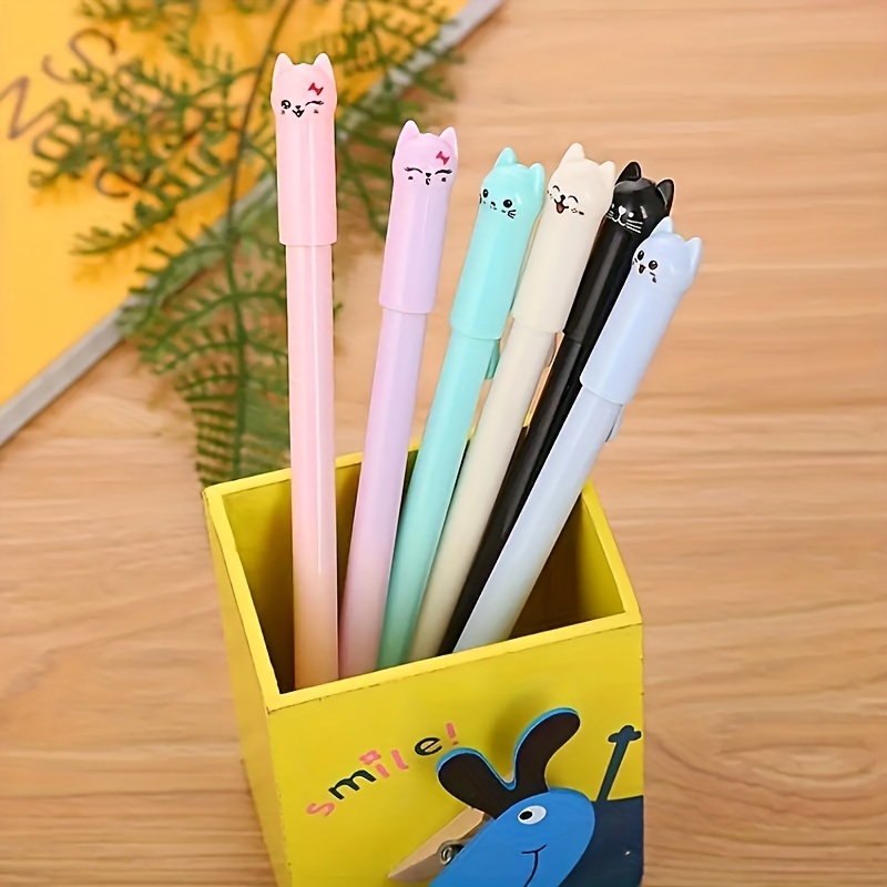 Set of 12 Cute Kawaii Cat Pens 0.5 Mm Gel Point Black 12 Pack 
