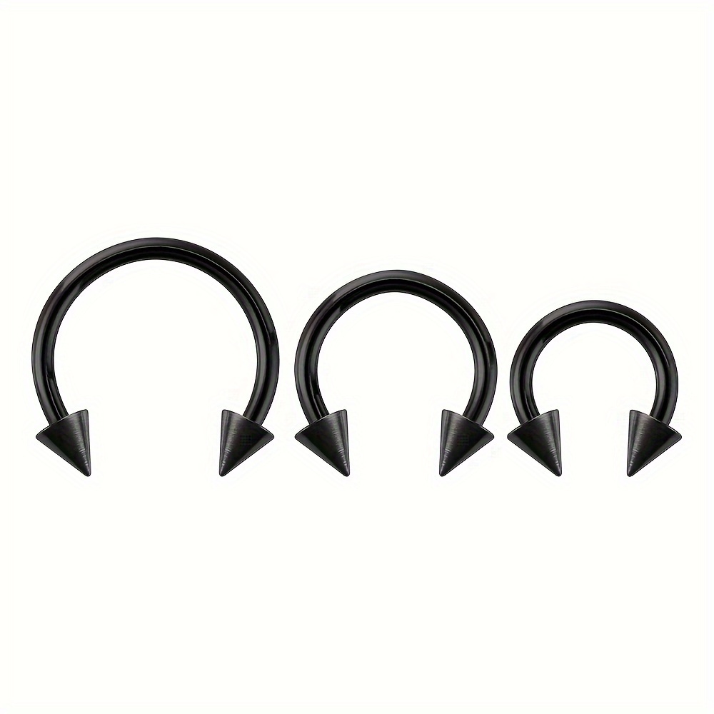 12pcs Gothic Punk Stainless Steel Hoop Earrings 16G