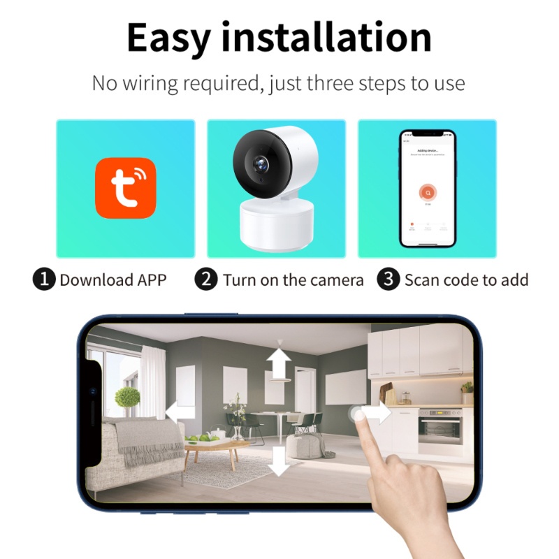EVKVO Tuya Smart Life Security Camera, 3MP HD Wireless Video Surveillance  Camera For Home Security Monitor, With 2.4Ghz & 5Ghz WiFi, Pan/Tilt 360° Vie