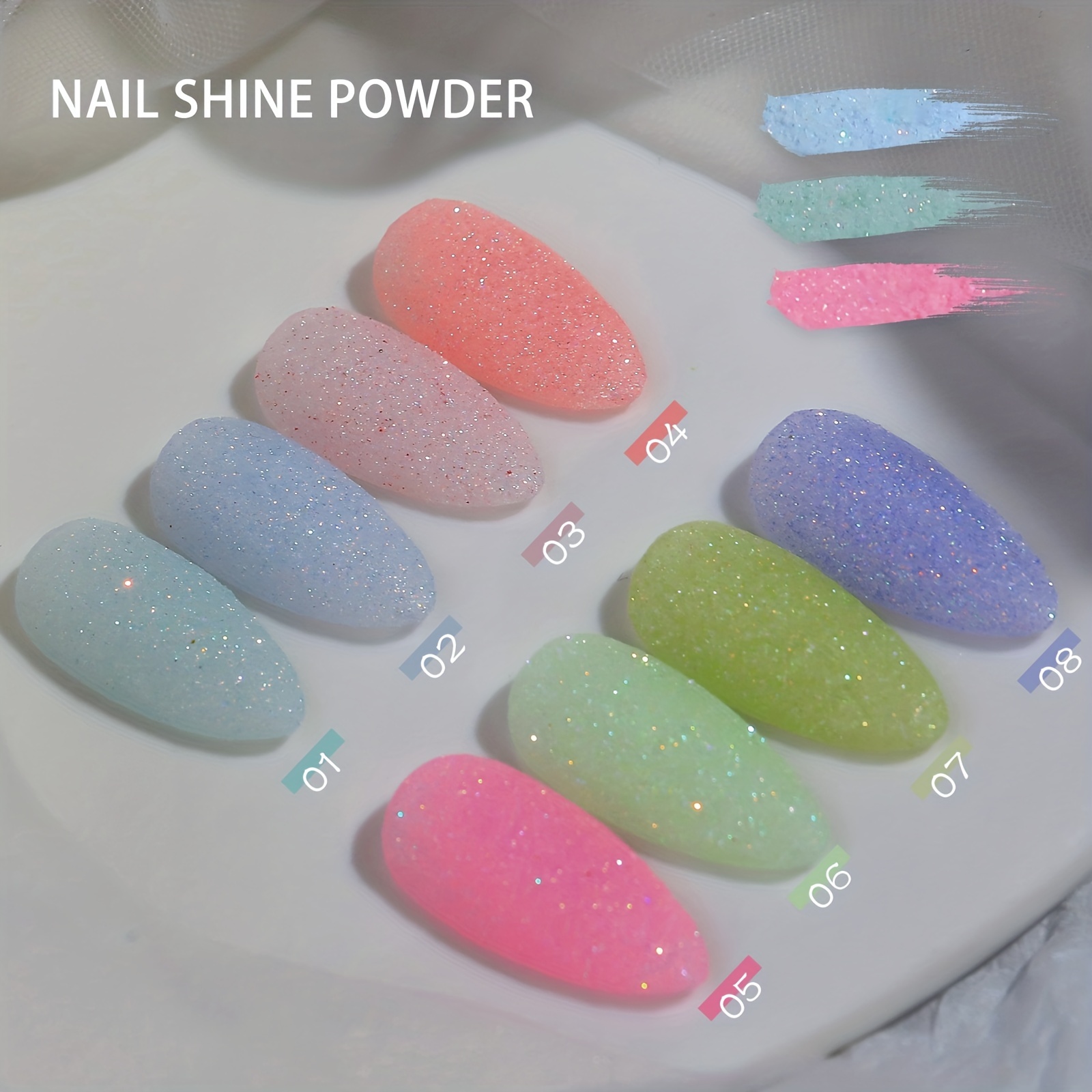 8 Colors Glitter Powder for Nails, Mirror Nail Powder Decorative Nail Art  Powder Shiny Nail Art Powder Manicure Tool for Home Nail Salon Nail Art