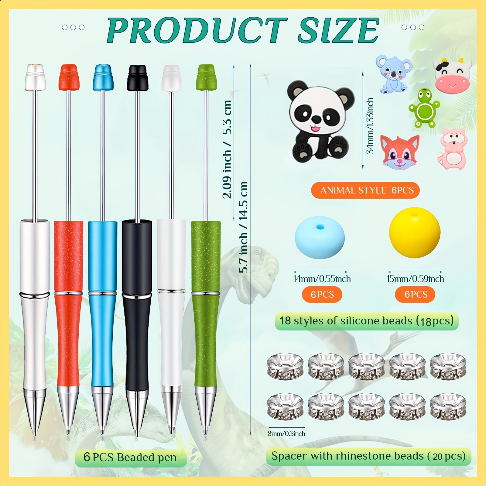 Silicone Colorful Beaded Pen Assorted Accessories For Diy - Temu