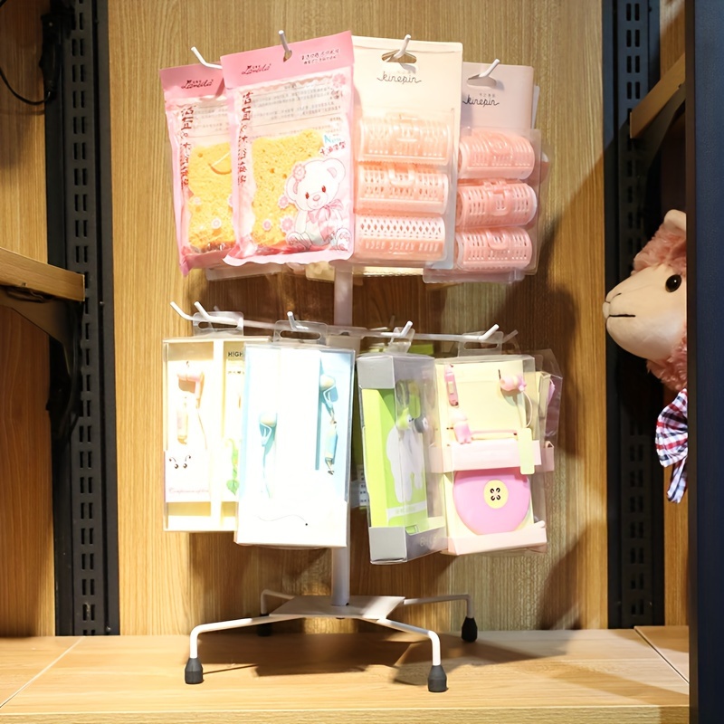 Espositore Girevole 7 Livelli Con Ruote - Scaffale Con Ganci Per Negozio O Casa, Nero/Bianco