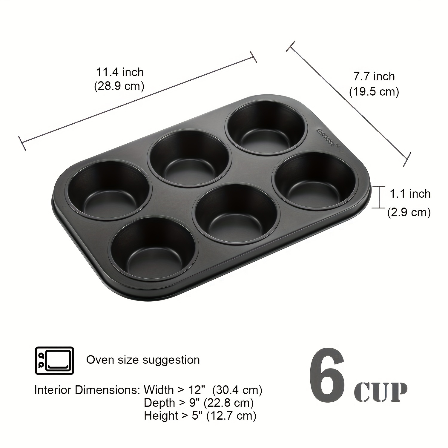 Nonstick Muffin Pan 6 Cup Carbon Steel Cupcake Pan Easy To - Temu