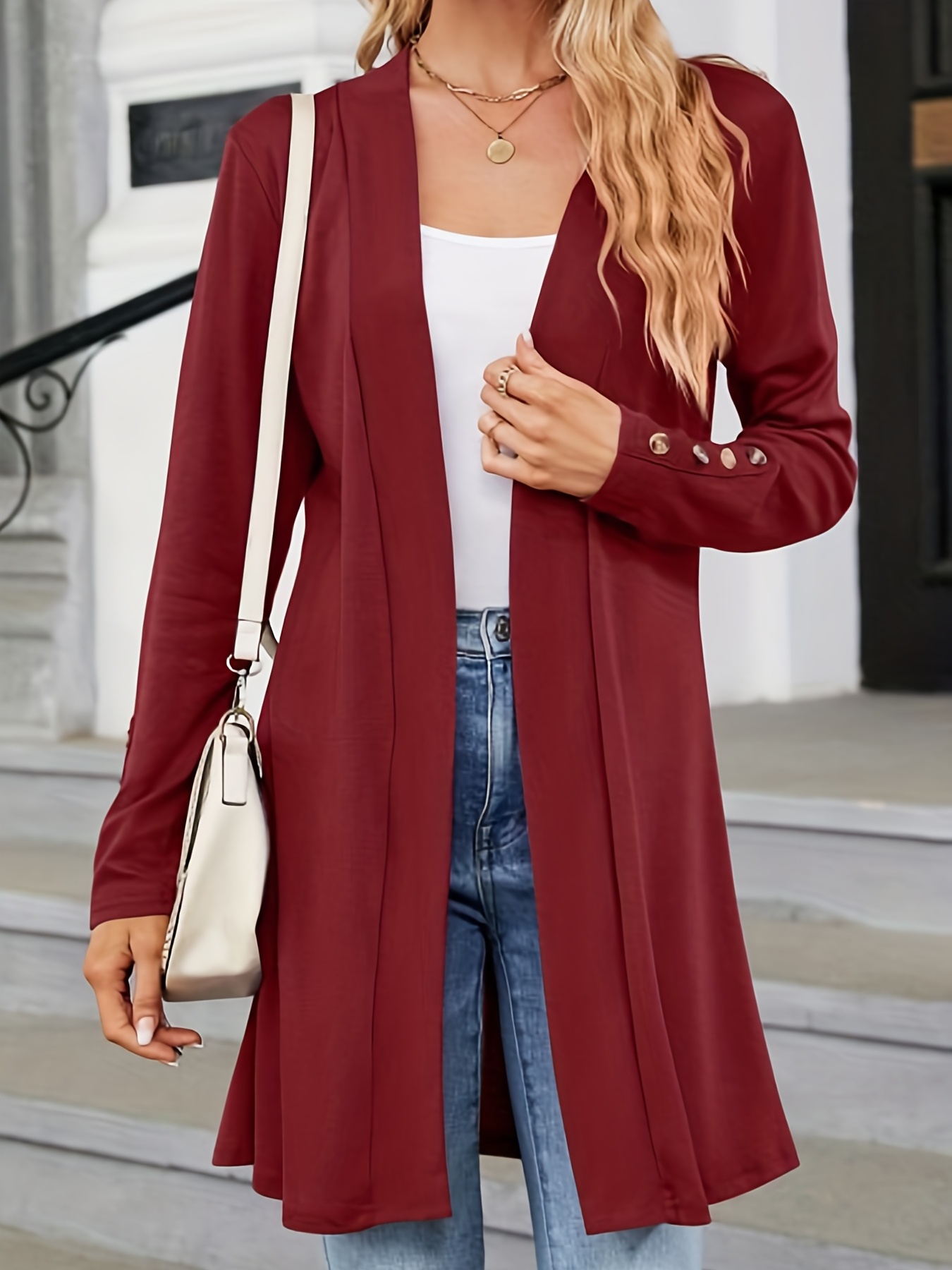 Women's Cable-knit Button Duster Cardigan - Temu