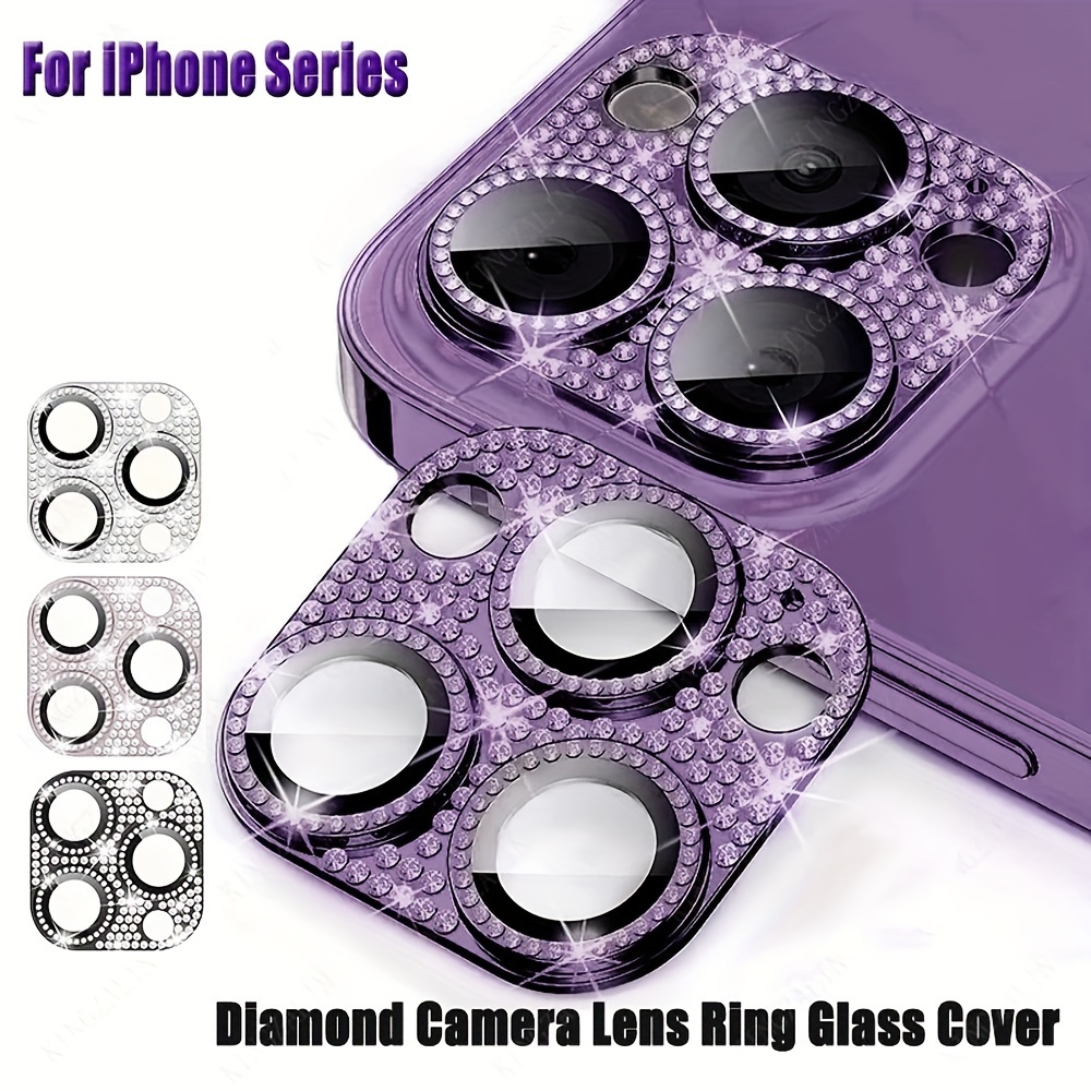 Luxury Diamond Ring Lens Flim Protector For iPhone 15 14 13 12 11