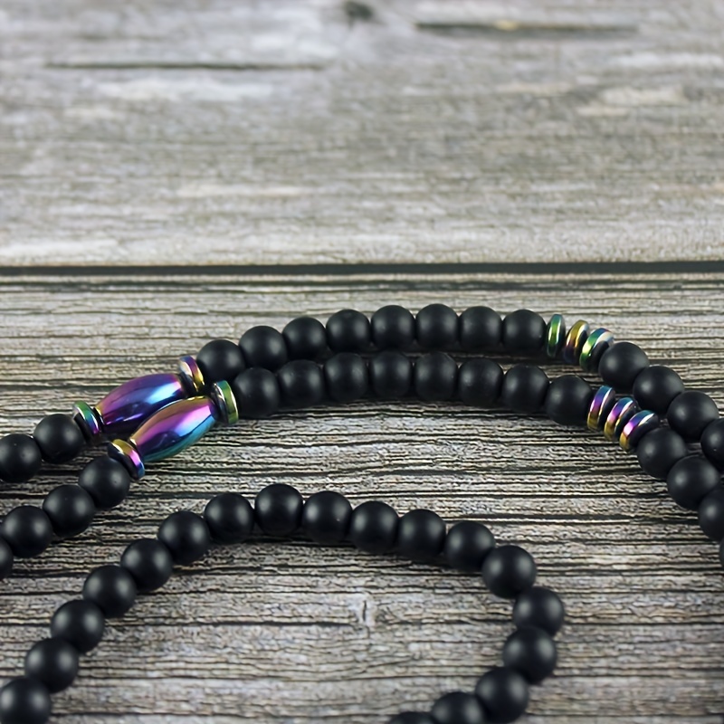 Matte Agate Round Beads Gallstone Arrow Pendant Necklace for Men
