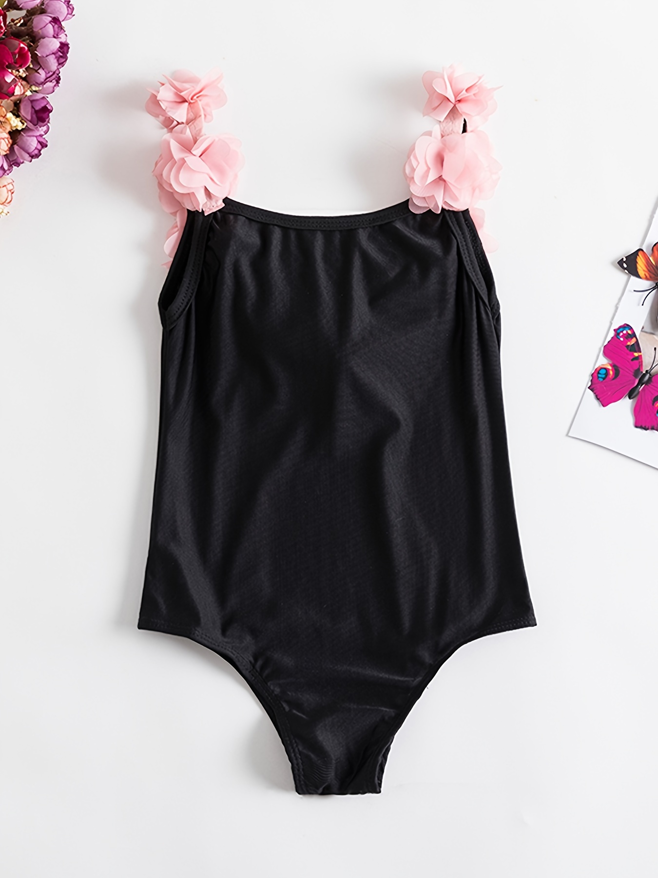 Deko Girl's Full Swimming Suit - Black&Pink 