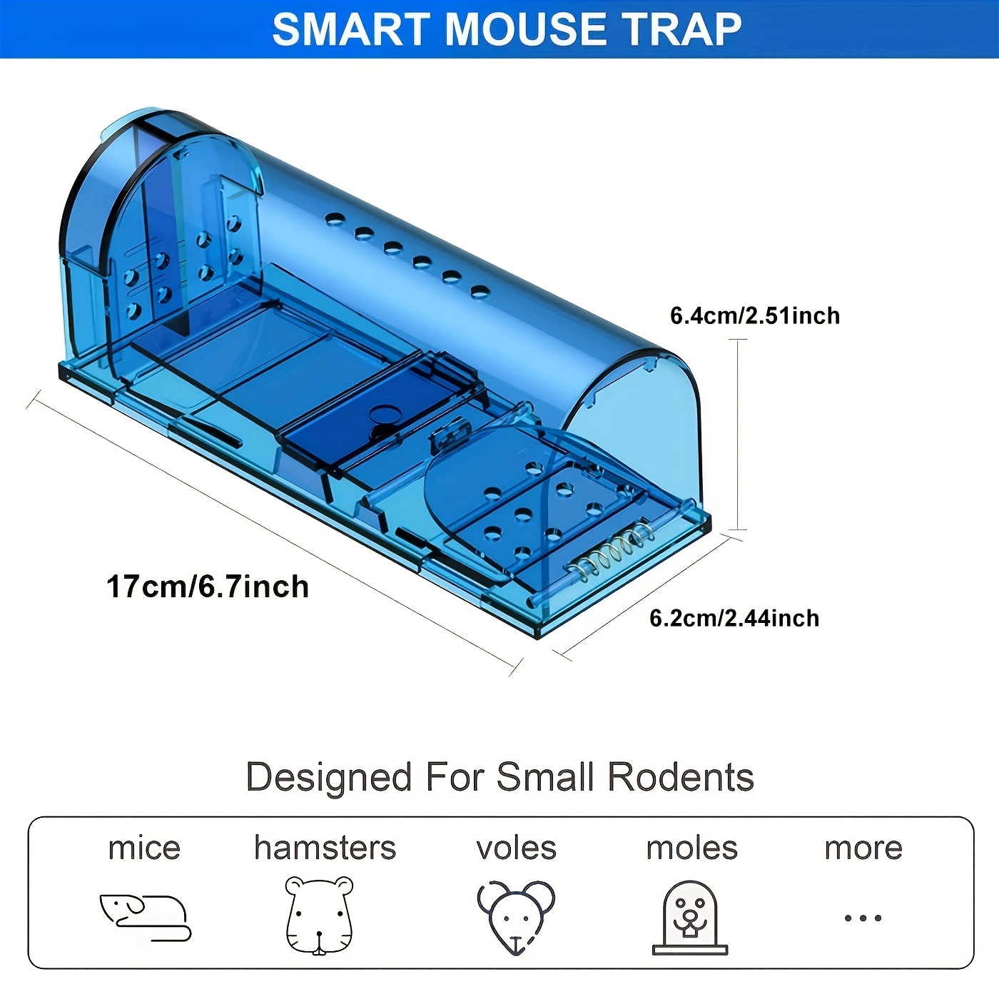  Mouse Traps Indoor for Home, Humane Mouse Trap (Blue