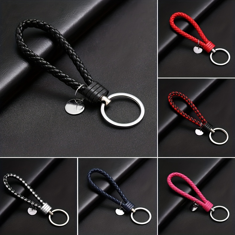 Leather Keychain Lanyard Handmade Key Chain Cowhide Tie Line Wrist
