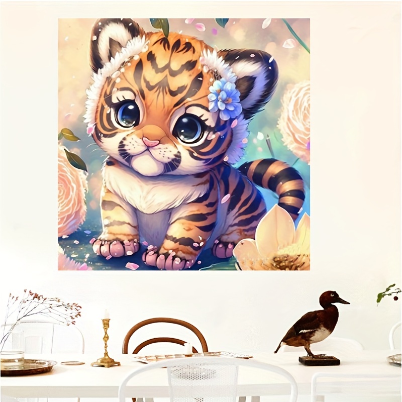 1pc Diamond Painting Lion Tiger Leopard Kit For Adults, Full Drill Diamond  Art Animal Painting By Number Kits Gem Art Wall Home Decor (11.8x15.7inch)