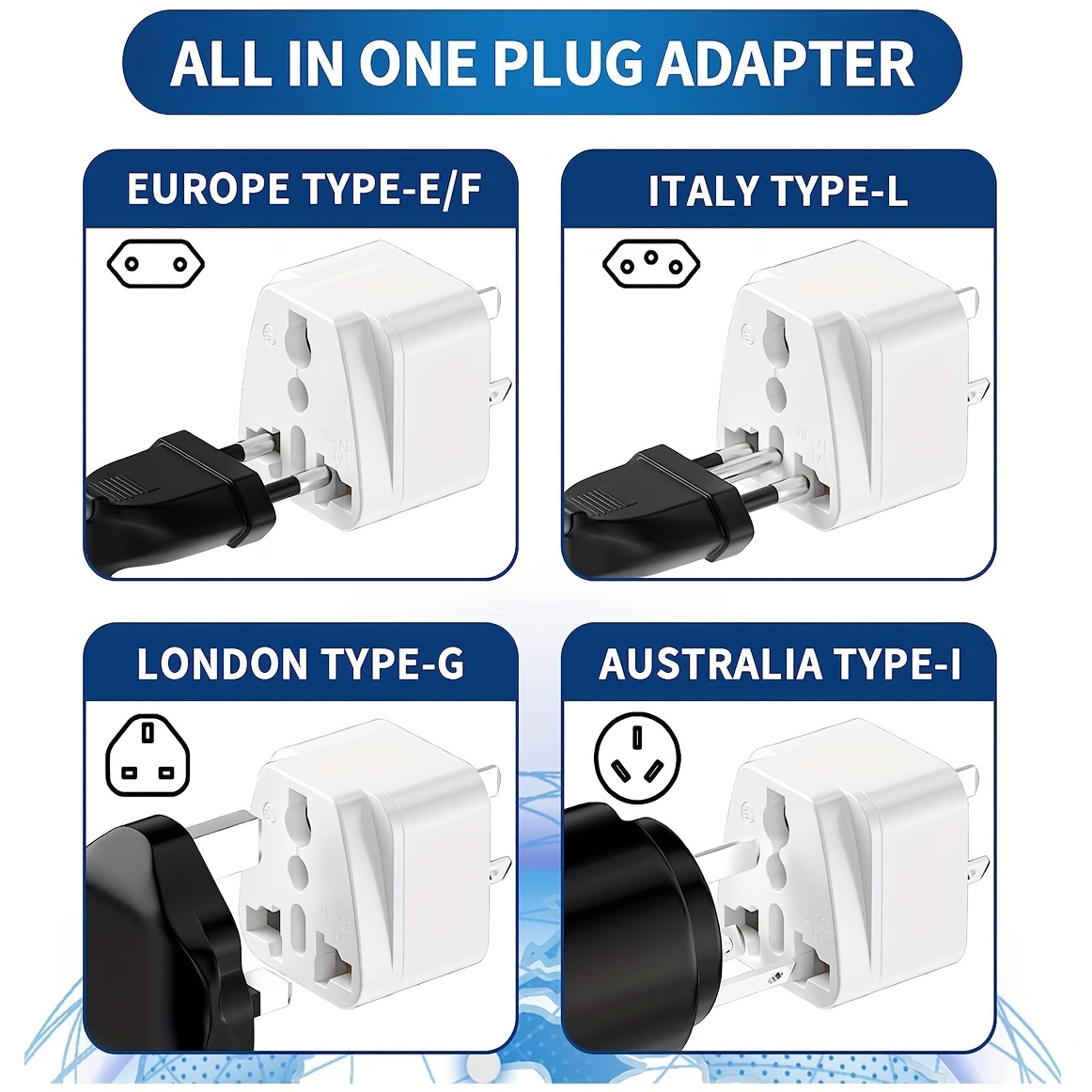 Travel Essentials European Plug Adapter - International Power Plug with 2  USB Ports & 2 US Outlets, Plug for Europe, UK, China, Australia, Japan ,  Fit for Laptop, Cell Phones (Not Voltage Converter) 