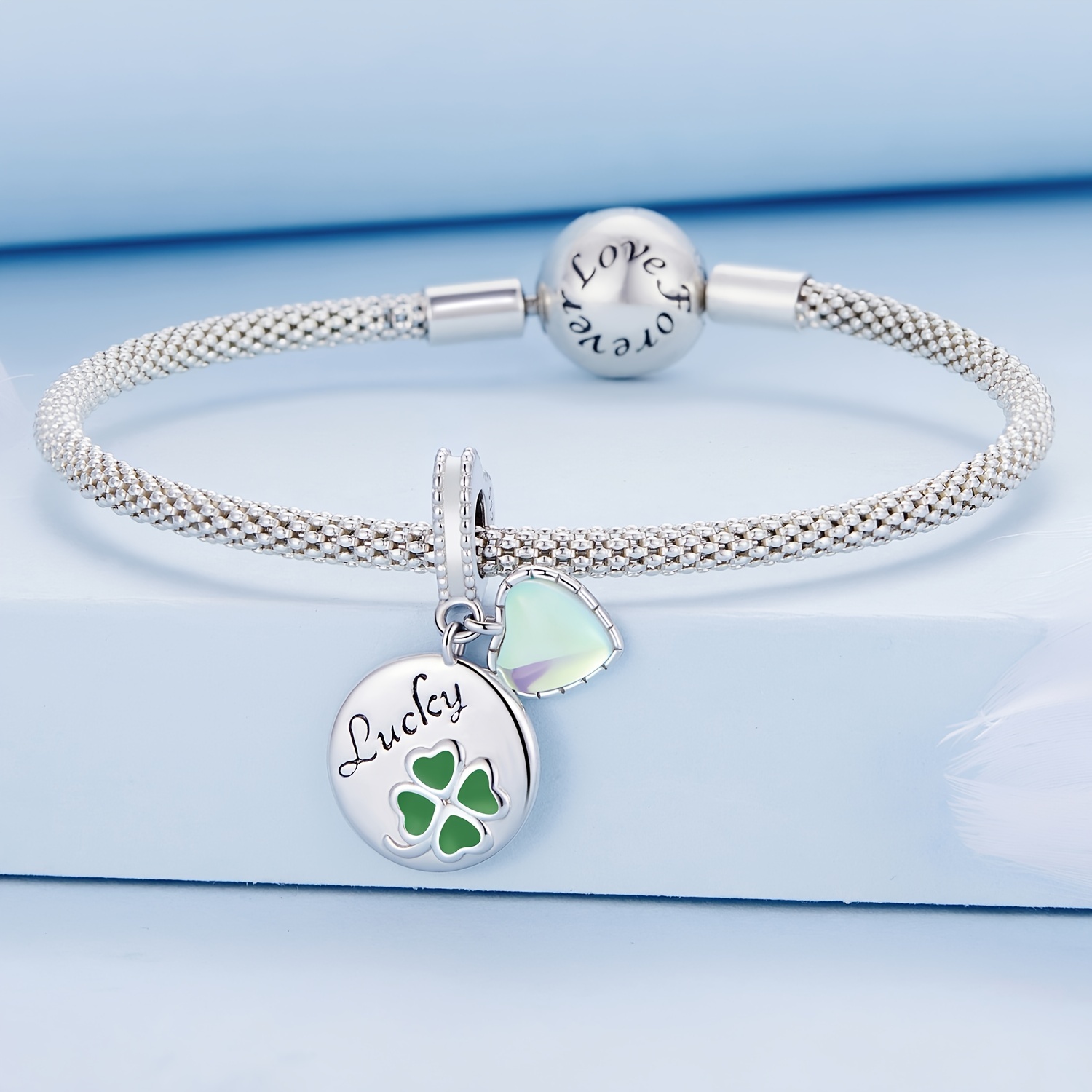 Four Leaf Clover Charms Bracelet - Gold and Silver Silver