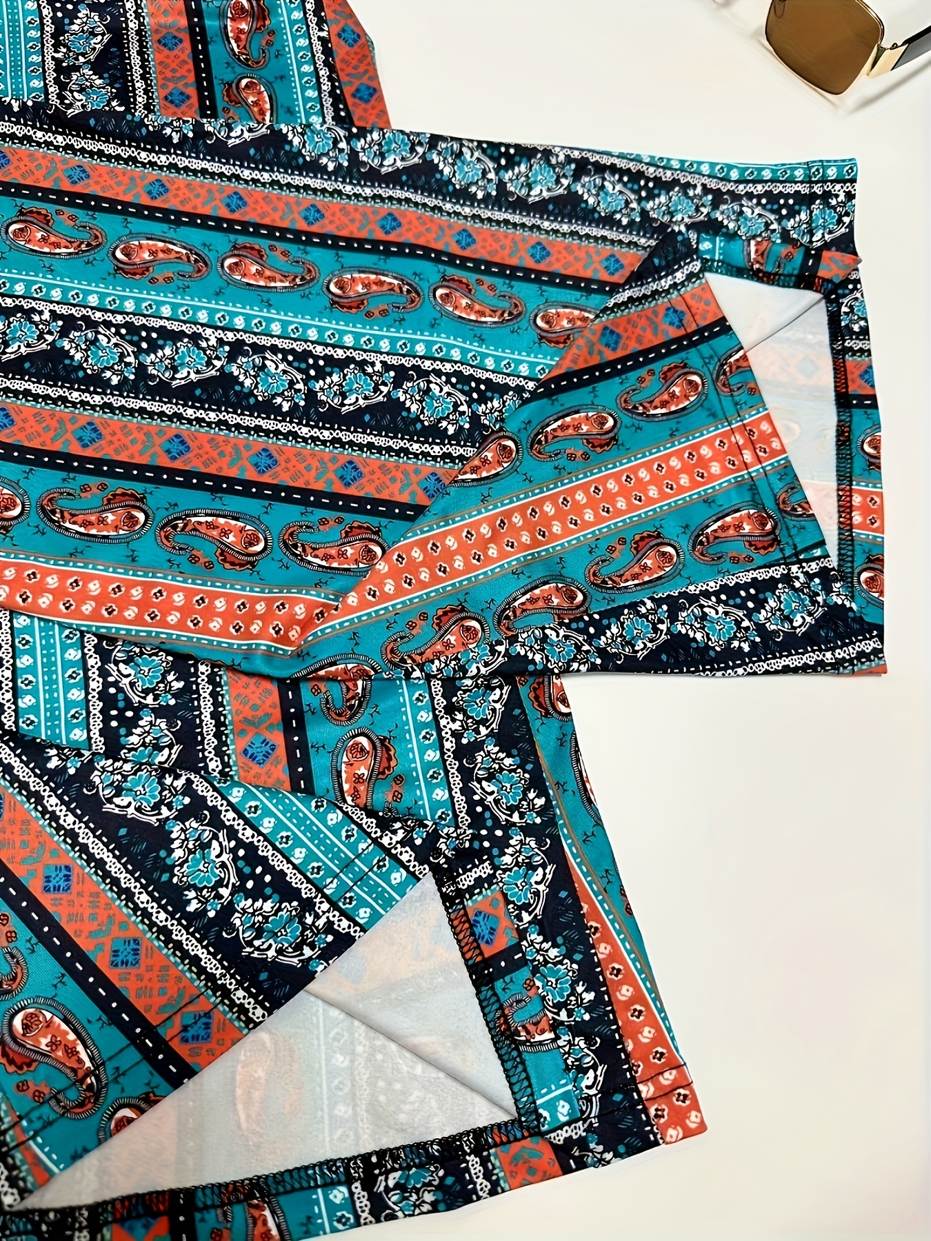 Color Block Allover Print Flared Pants, Boho Forbidden Pants For Spring &  Summer, Women's Clothing - Temu