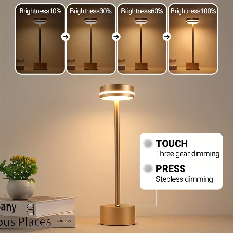 Portable Led Table Lamp With Touch Sensor Cordless Table - Temu