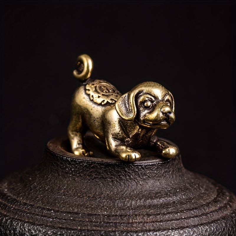 

Solid Brass Lucky Dog Pendant Copper Zodiac Dog Copper Ornament Small Copper Dog Keychain Chain Copper Pendant Accessories For Men And Women