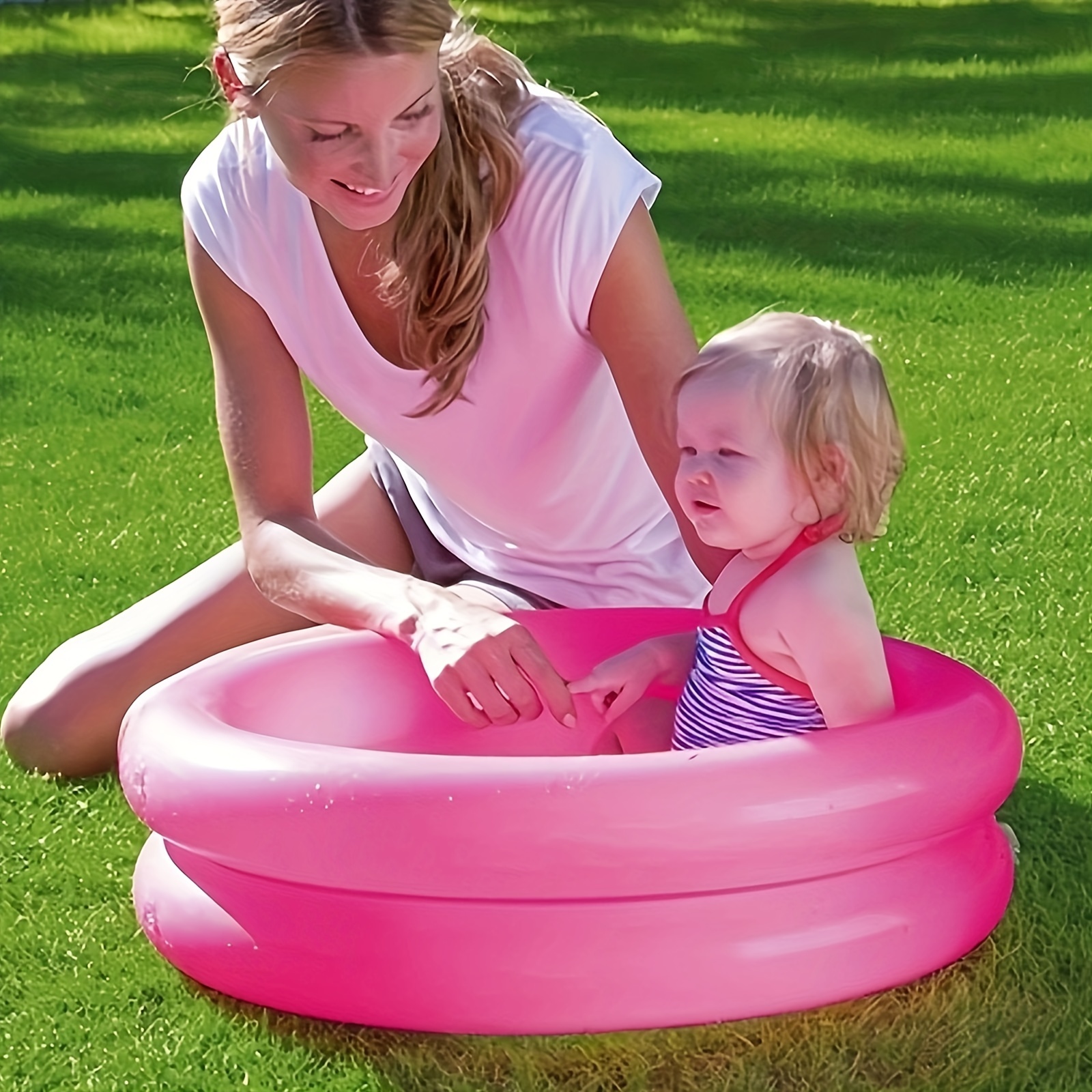 Bañera inflable para bebé, portátil para bebé, bañera de viaje  antideslizante, mini piscina de aire, lavabo plegable grueso con bomba de  aire, color