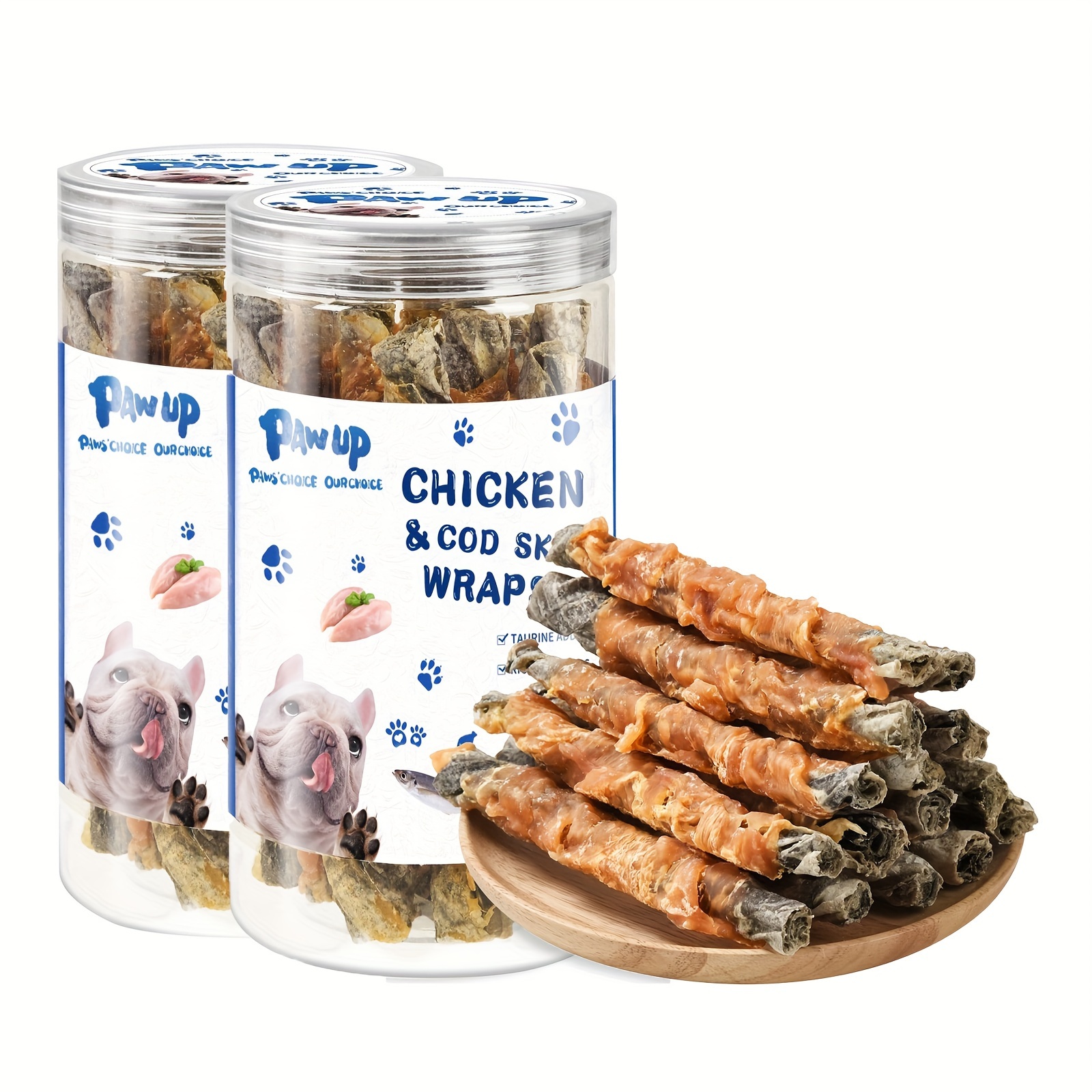 TEMU Pawup Dog Treat Chicken Wrapped Cod Skins, Training Treat For Small Dog W/ , High Protein And Omega3, 12.5 Oz