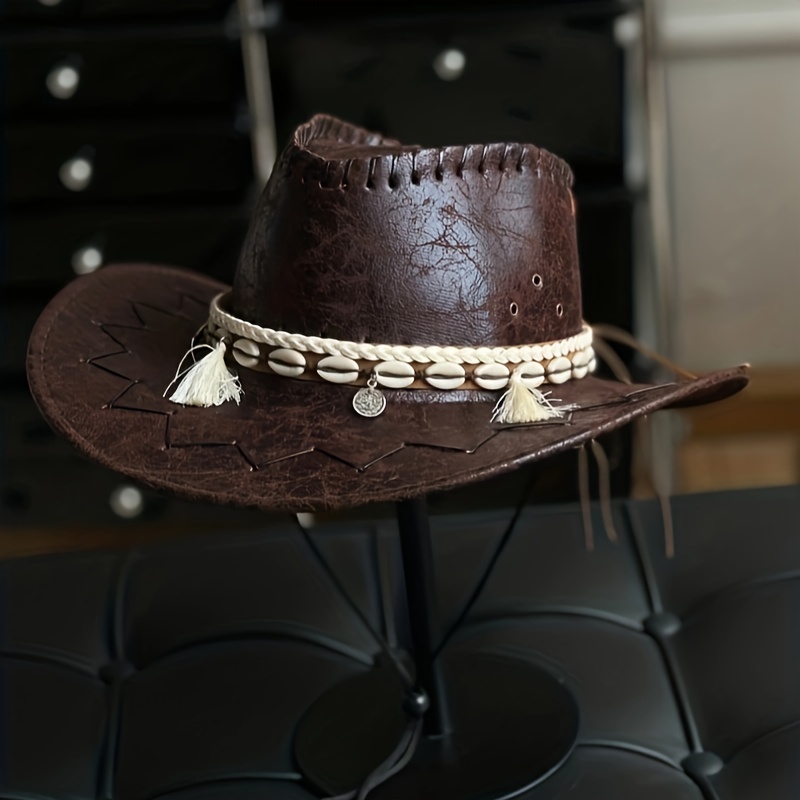 Trendy Casual Retro Wide brim Sunshade Cowboy Hat With Shell - Temu