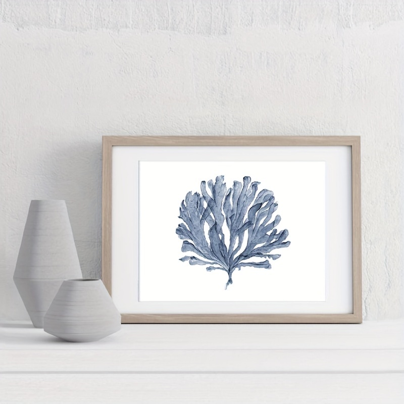 Seaweed Print, Nautical Art, Blue Decor, Coastal Home Decor, Beach Decor,  Nautical Picture, Beach House Seaweed 3 White on Indigo Blue -  Canada