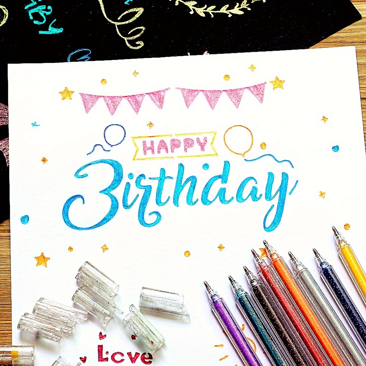 Set di penne gel da 200 pezzi 100 penne gel colorate con 100 ricariche Penne  gel glitter a punta fine con borsa di tela Bambini Adulti Libri da colorare  - Marcatori d'arte 