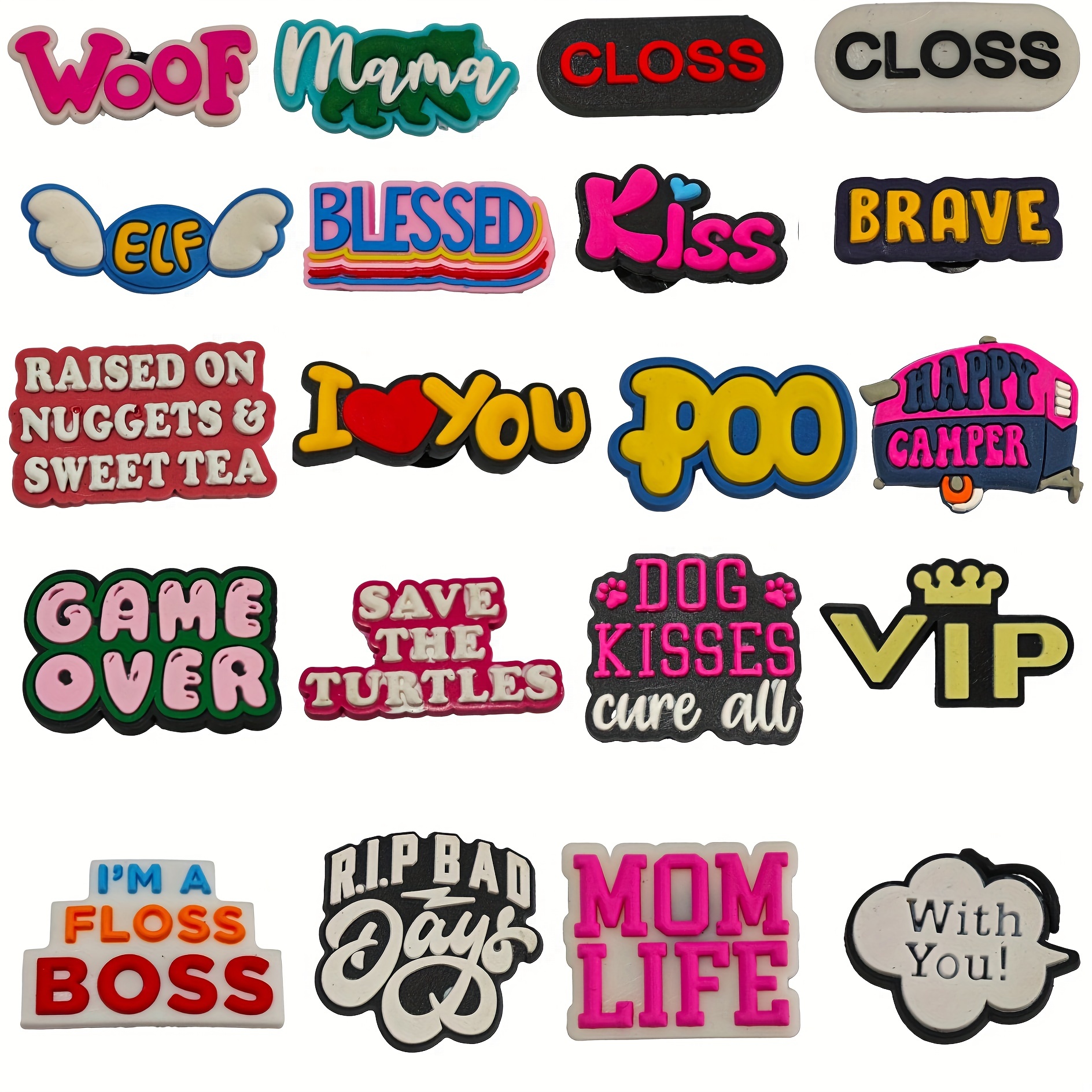 30pcs Funny Letter Shoe Charms for Bubble Slides Sandals, PVC Shoe Decorations Accessories for Christmas Birthday Gift Party Favors,Temu