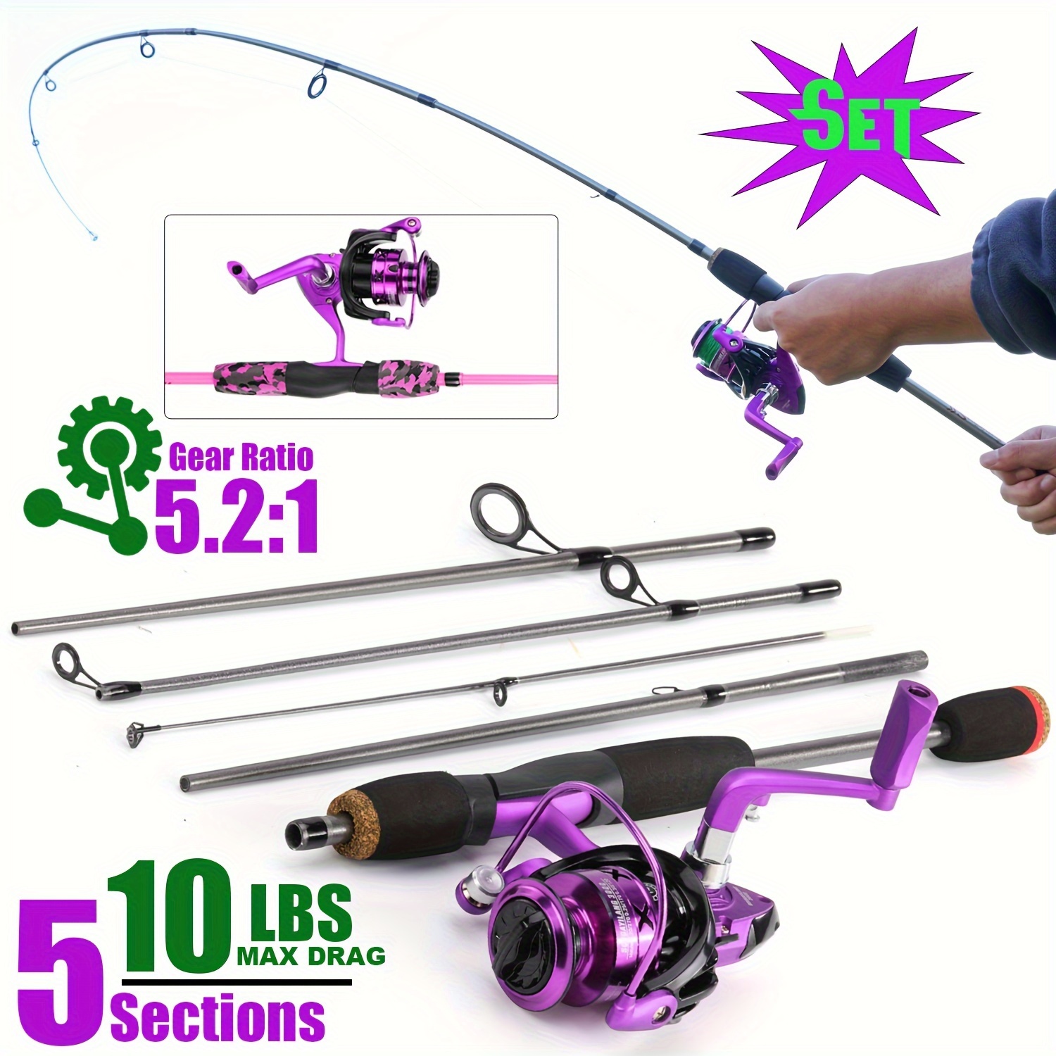 Sougayilang Fishing Rod Reel Combos Kit Include 4 Sections - Temu Australia