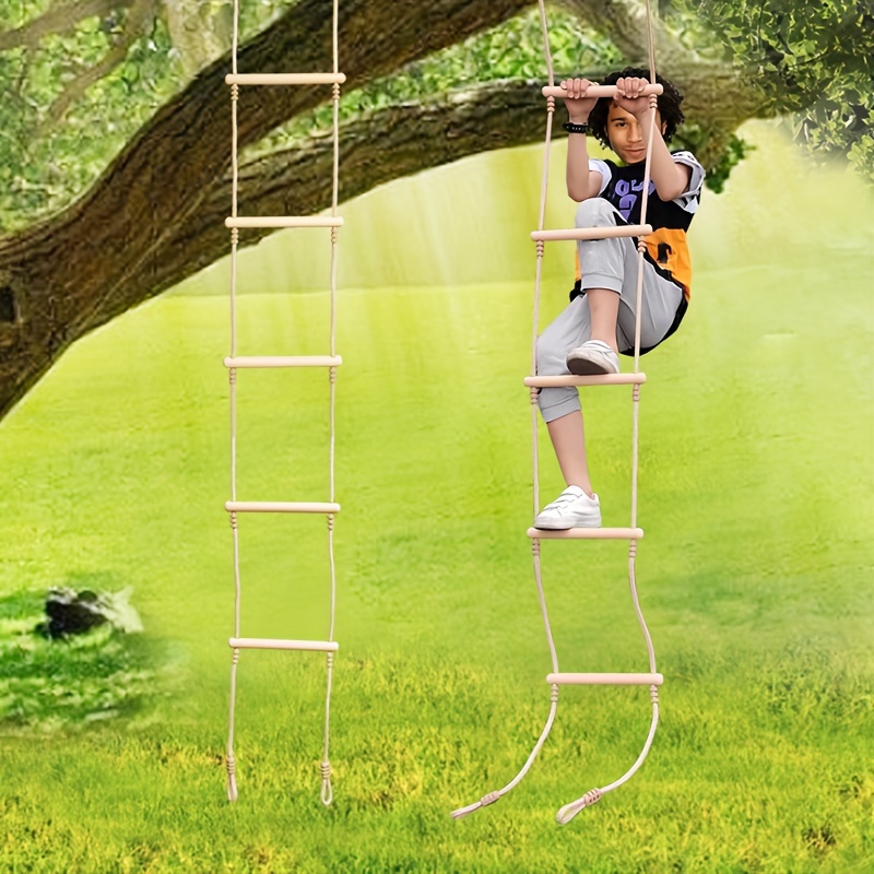 Escalera de cuerda de escalada para niños, columpio para árbol con correa  para colgar, para interiores y exteriores, patio trasero, juegos de