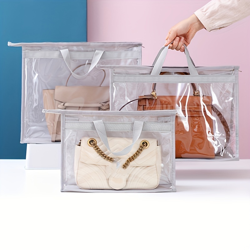 Folding Transparent Dust Bag Clear Purse Organizer Dustproof Handbag for  Home