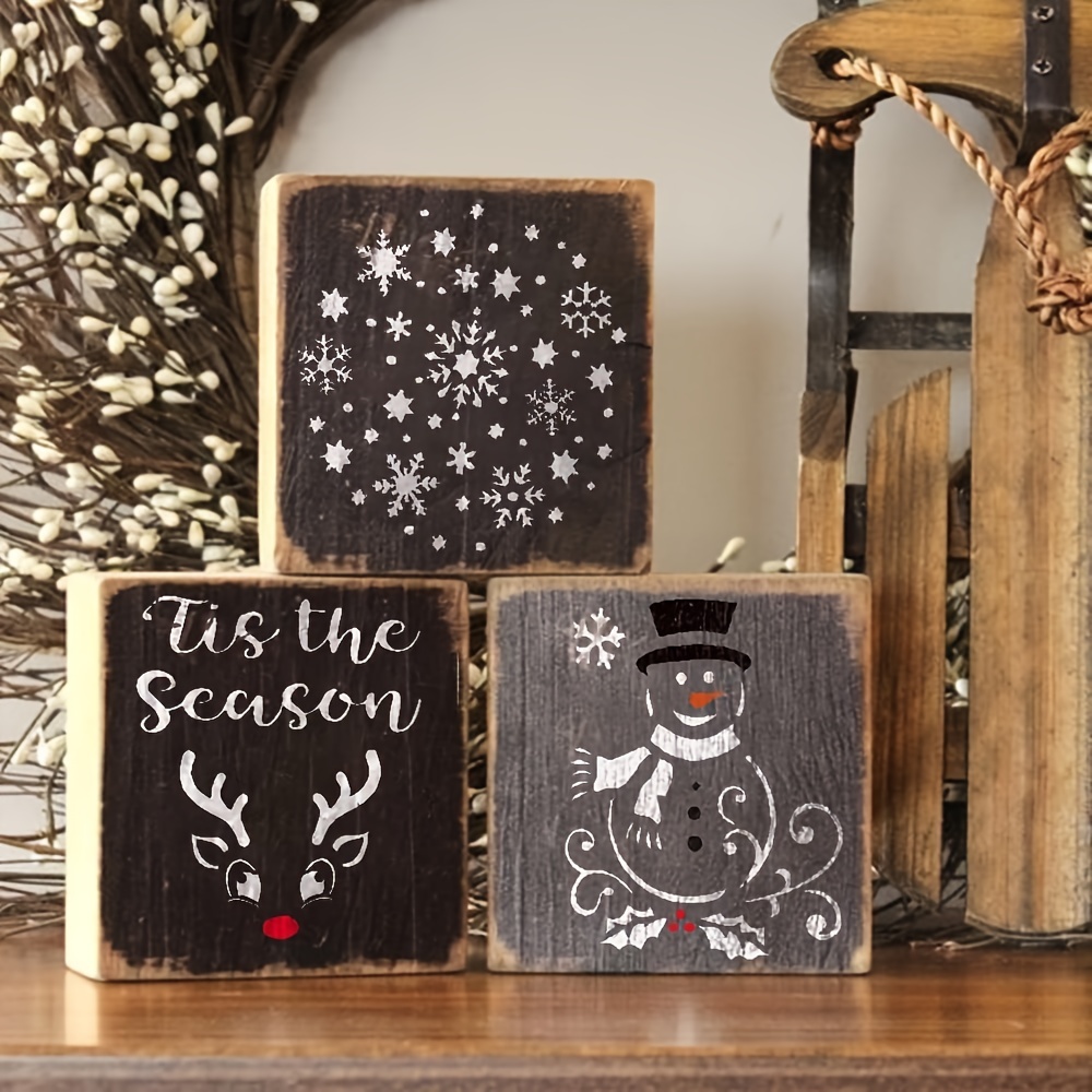 Merry Christmas Stencils Painting On Wood Stencil Diy - Temu