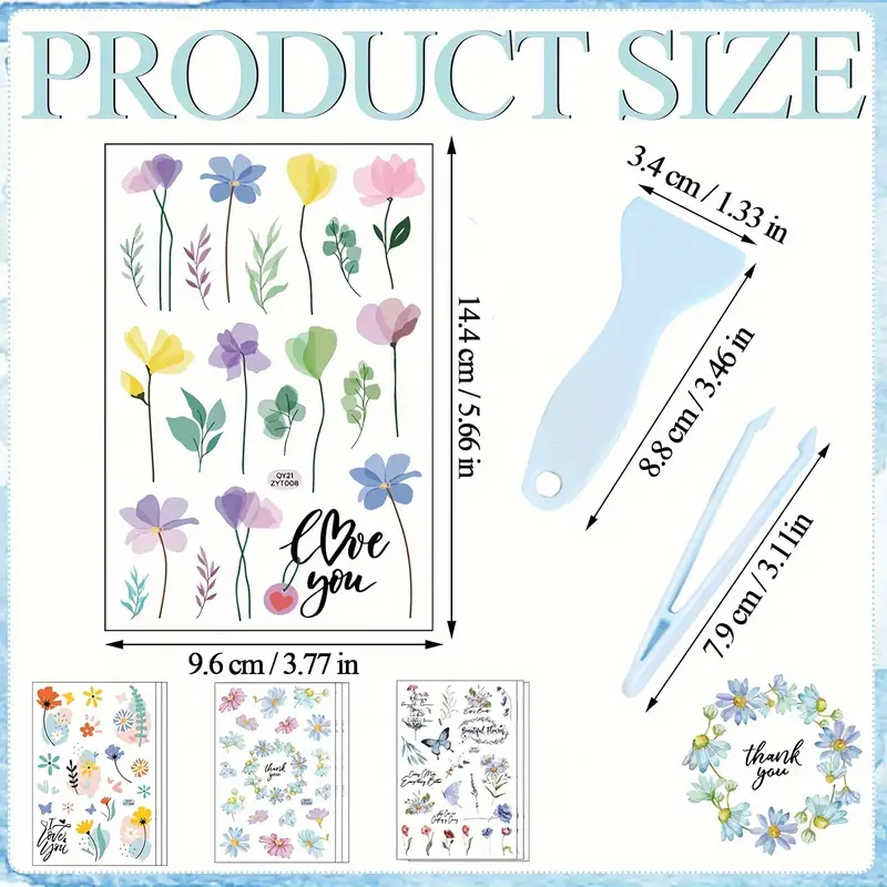 Thank You Floral | Silver Foil Transfer Stickers * Thank You Floral | Silver Foil Transfer Stickers *