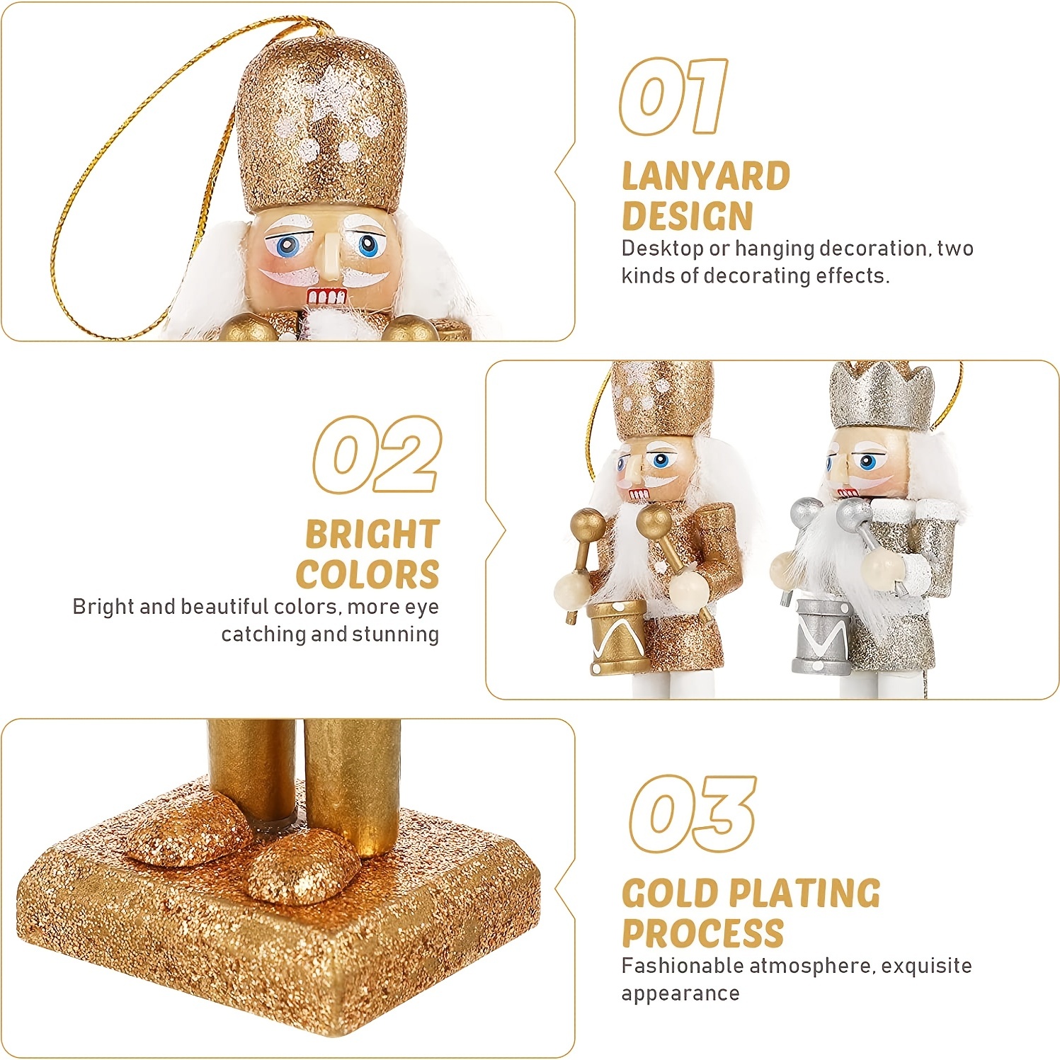 Weihnachtsschmuck Nussknacker Ornamente - 5-teiliges Set Glitzer Dekoration Für Baum