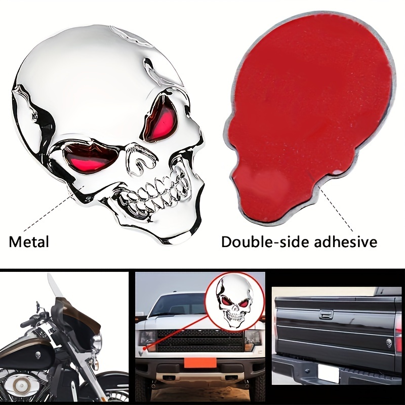 1X Silver Unique 3D Metal Skull Bone Car Auto Decor Emblem Badge