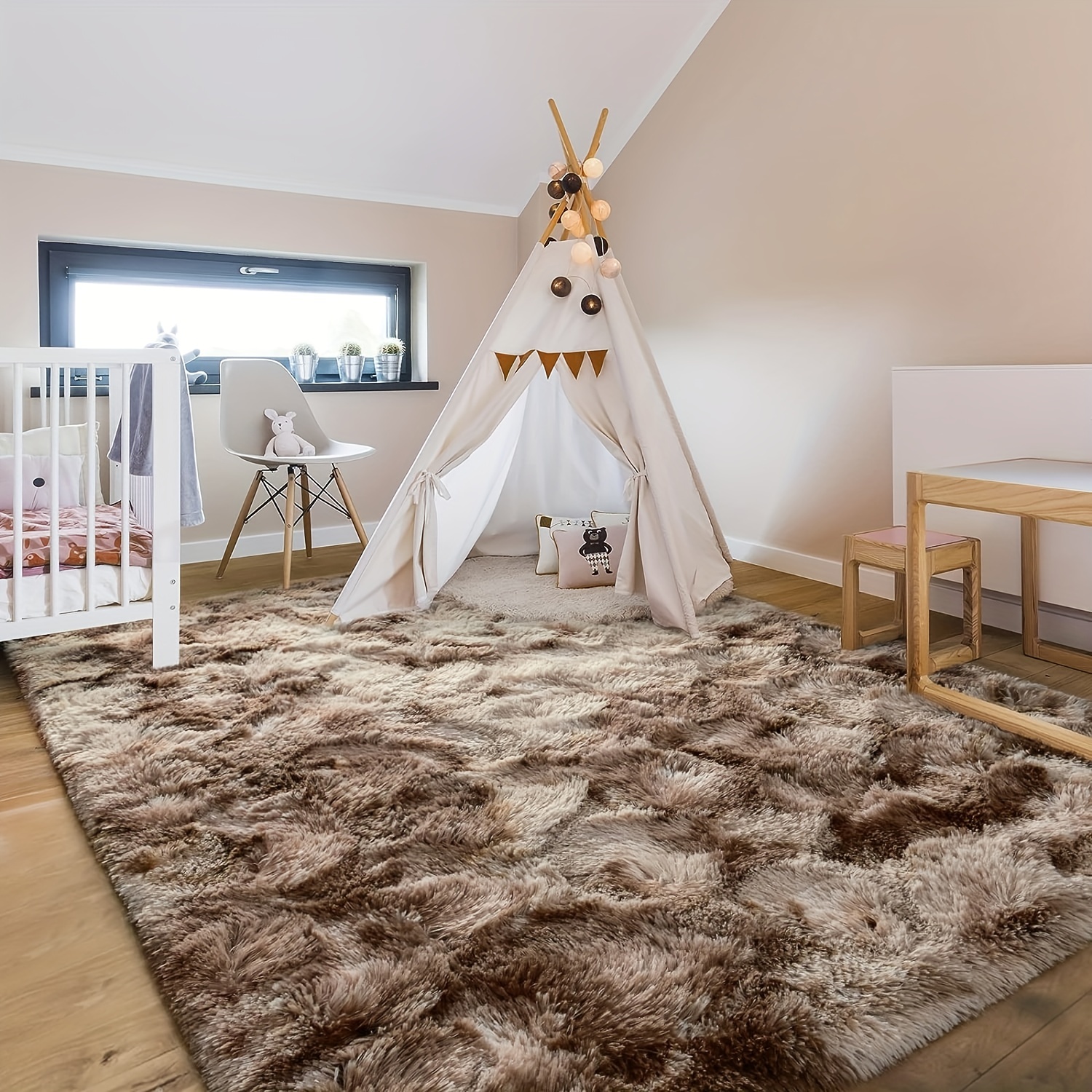the carpet Monde Kids - Alfombra Infantil Moderna y Suave de Pelo Suave,  fácil de Limpiar, Colores Vivos, patrón arcoíris, Rosa, 80 x 150 cm