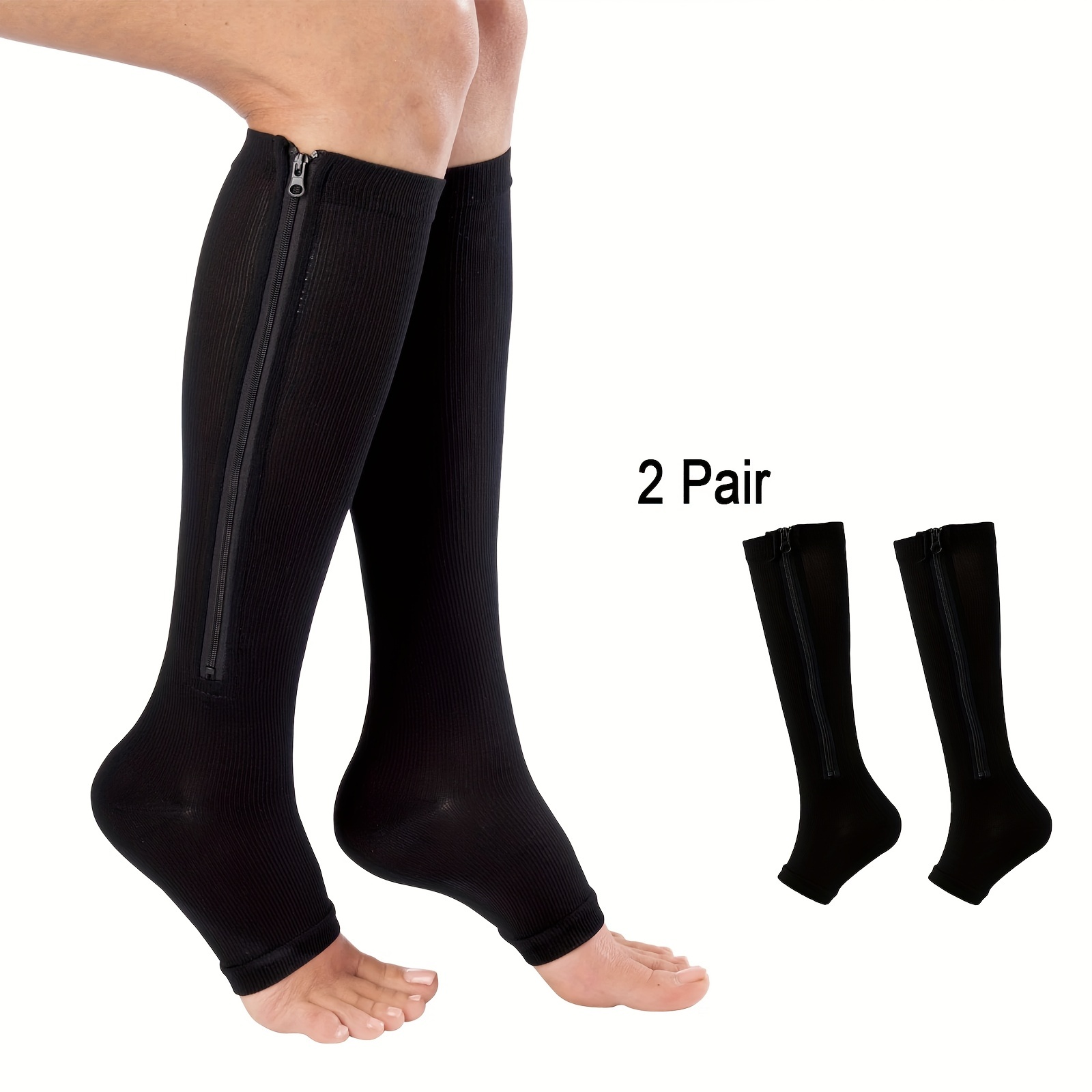 Men's Toeless Compression Sports Socks Side Zip Knee High - Temu