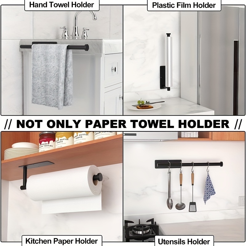1pc Stainless Steel Kitchen Paper Towel Holder, Self Adhesive