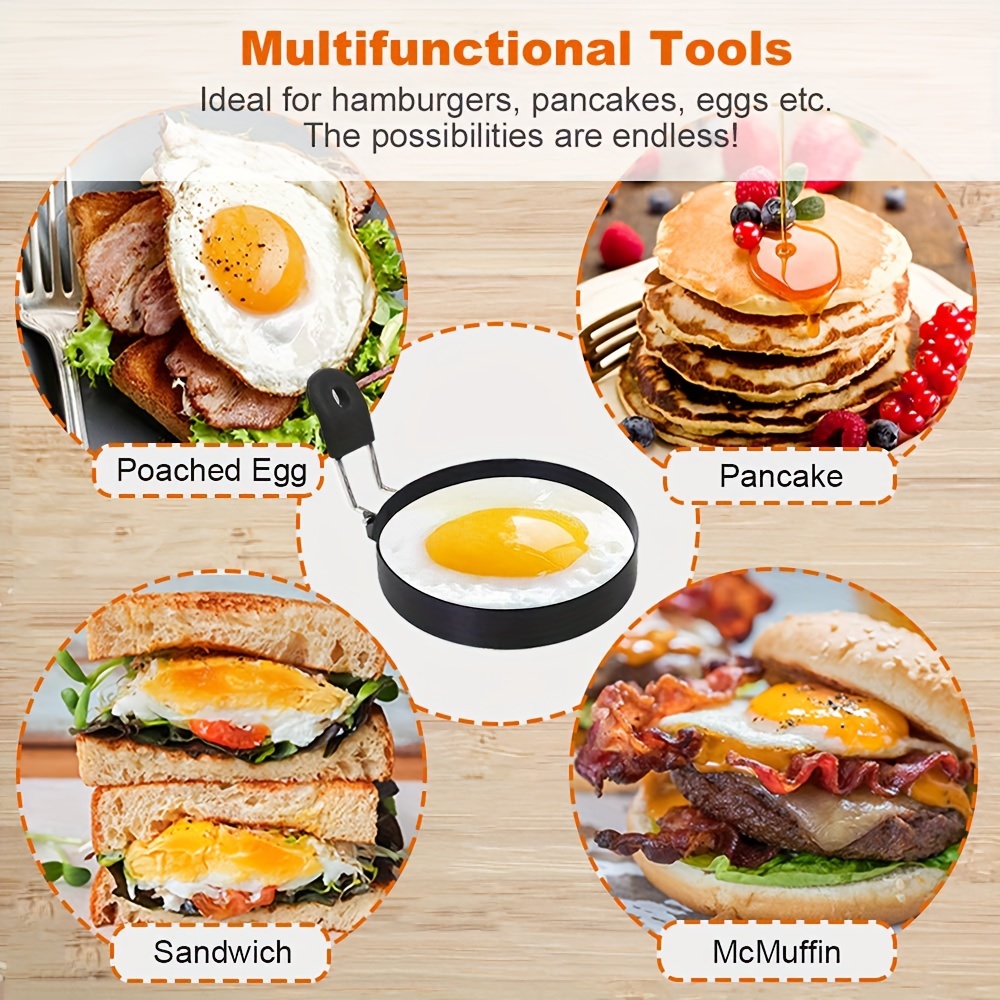 1pc Round-shaped Stainless Steel Fried Egg Pancake Shaper Omelette Mold,  Frying Egg Cooking Tools, RV Kitchen Accessories Gadget Rings, Perfect for  Camping and Indoor Breakfast Sandwiches and Burgers