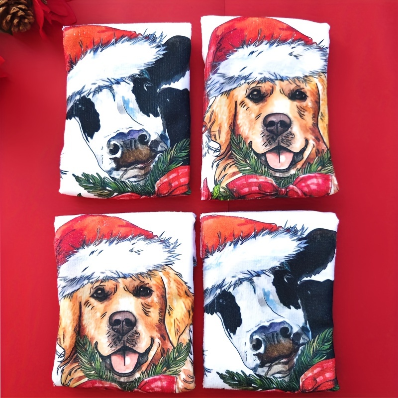 Christmas Funny Dog Hand Towels For Bathroom Cute Absorbent - Temu