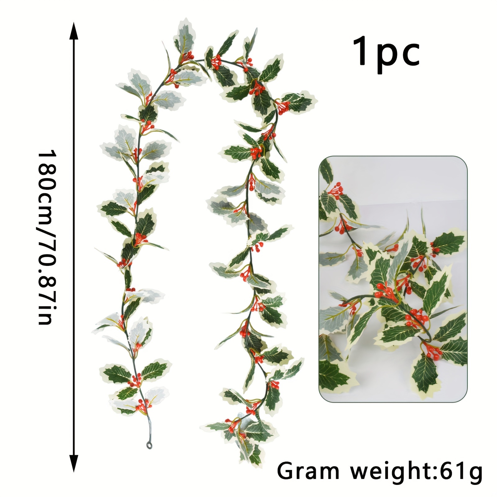 Artificial Christmas Holly Berry Vine Winter Berry Garland - Temu