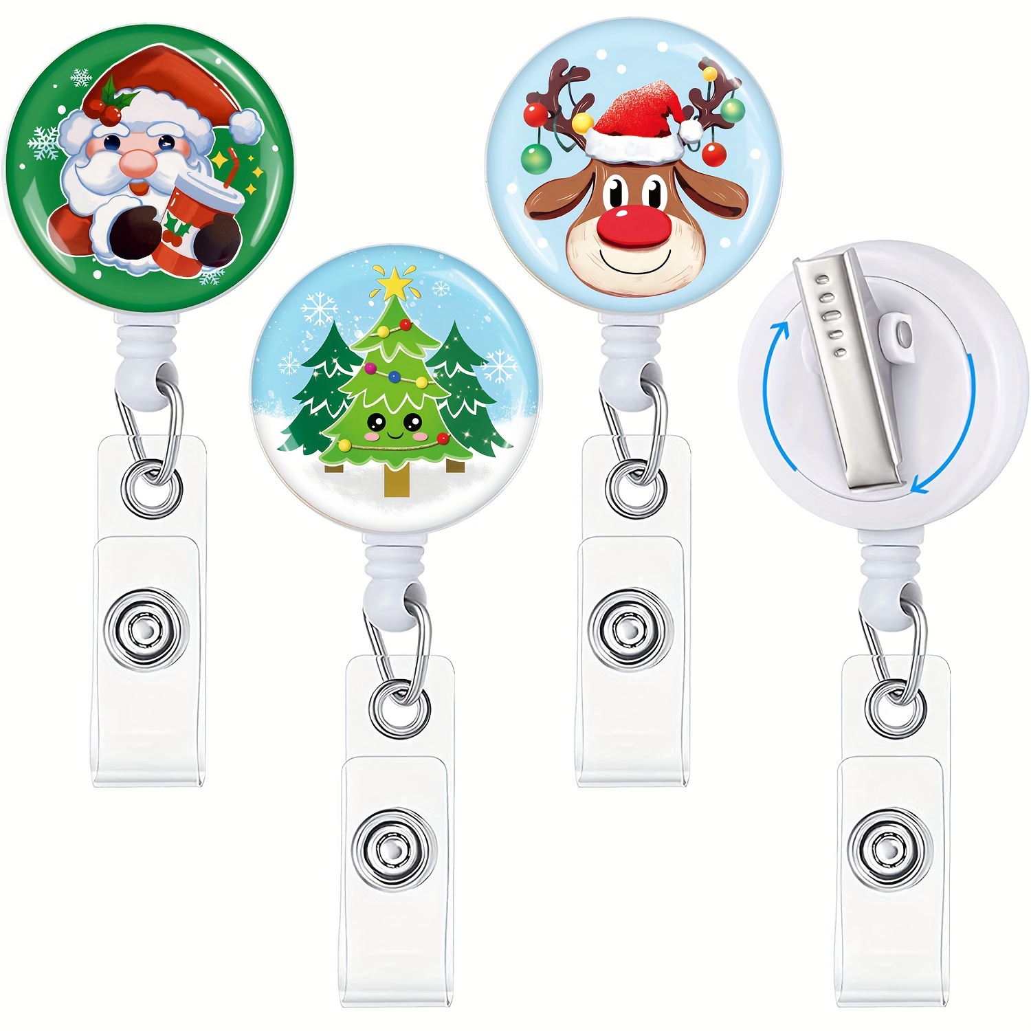 4pcs Badge Reel, Nurse Badge Reels Retractable Cute Silicone Beaded Badge  Reel With Swivel Clip And Key Ring For Office